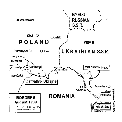 Map of Carpatho-Ukraine 1938-1939