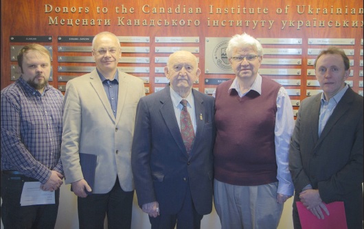 L. to R: Roman Shiyan, Volodymyr Kravchenko, Peter Savaryn, Zenon Kohut and Mykola Soroka