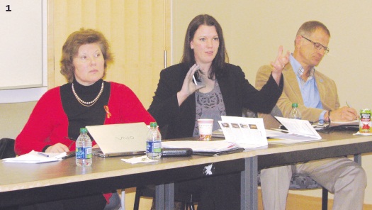 1 – Participants in the first panel (L. to R.): Kateryna Levchenko, Julie Kaye, and John Winterdyk;