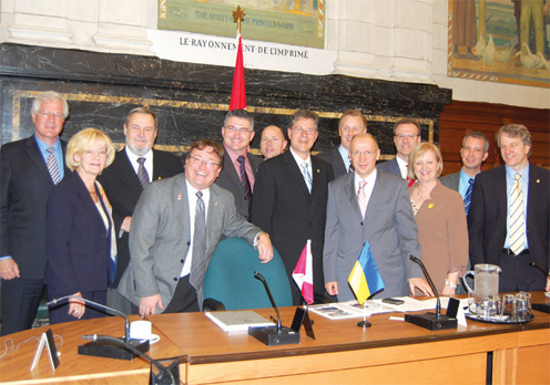 Ihor Ostash, Ambassador of Ukraine to Canada (fifth from right) and the members of Canada-Ukraine Parliamentary Friendship Group