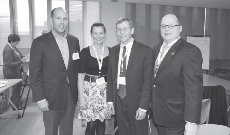 2 - Presenters and co-organizers of the “Stronger Communities” workshop. Representing the Ukrainian Canadian Congress and the Ukrainian Catholic Education Foundation.  L. to R.: Paul Grod, Christine Kuzyk, Alex Kuzma, Taras Zalusky