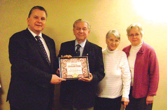 L. to R.: Taras Pidzamecky, President, UNF of Canada, Andrew Gregorovich, Hanya Cirka, Daria Diakowsky, Secretary, UNF of Canada