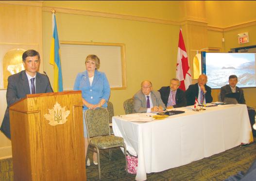 1 - L. to R.: His Excellency, Ambassador Vadym Prystaiko, Renata Roman, Bohdan Leschuk, Zenon Potichny, John Iwaniura, Oleh Koval