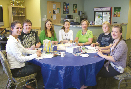 1 - L. to R.: Kalyna Taras, Eric Leaman, Amanda Chajkowski, Kristin Glover, Olya Melnyk, gerdany bead – making instructor, Wasyl Pidzamecky, Oksana Bablak