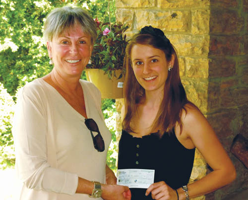 McGill University student Marta Cybulska presenting cheque to Ruslana Wrzesnewska of HUHTC in Toronto