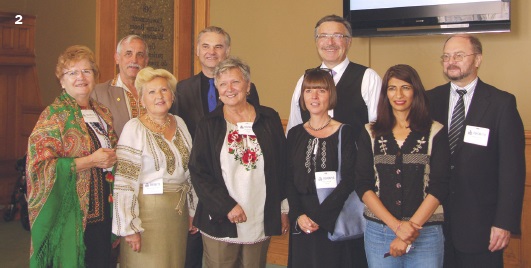 2 – Bottom Row L. to R.: Lesya Sawchuk, Daria Hryckiw, Olya Sheweli, Marta Dyczok, and MPP Dipika Damerla; Top Row L. to R.: Walter Kish, Marko Robert Stech, Stefan Andrusiak and Anatoliy Oliinyk;