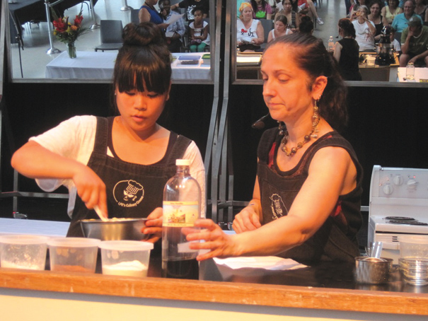 Lesia Kohut (right) with assistant at Toronto Harbourfront Centre baking demonstration