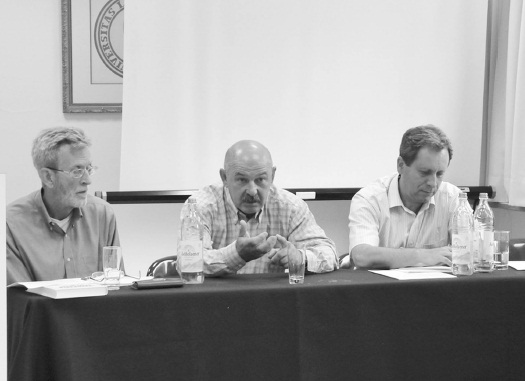 2 - L. to R.: Mark von Hagen, Vladyslav Verstiuk, and Oleh Pavlyshyn at one of the panels