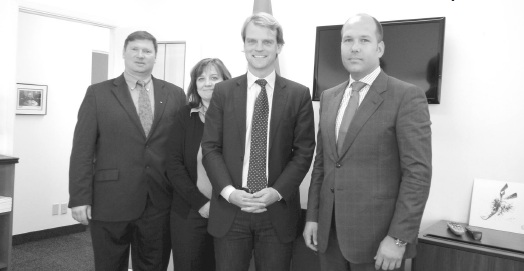 L. to R.: Mr. Evhen Duvalko, Co-Chair of the UCC Immigration Committee, Ludmila Kolesnichenko, Executive Director of CUIAS Immigrant Services, the Honourable Chris Alexander, MP, Mr. Paul Grod, UCC National President