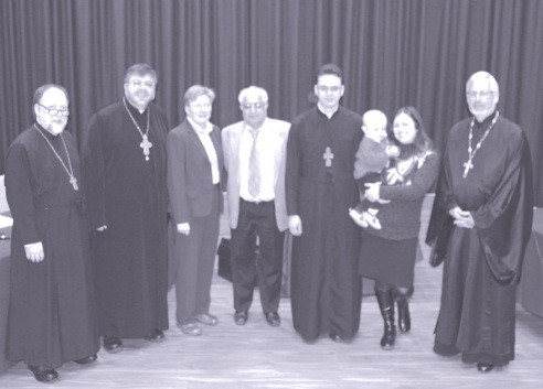 L. to R.: Very Rev. Dr. Peter Galadza, Rt. Rev. Dr. Andriy Chirovsky, Dr. Catherine Clifford, Dr. Devinder Ghandi, Rev. Dr. Roman Rytsar, Nathaniel Rytsar, Presvitera Liliya Rytsar, Very Rev. Dr. John Jillions